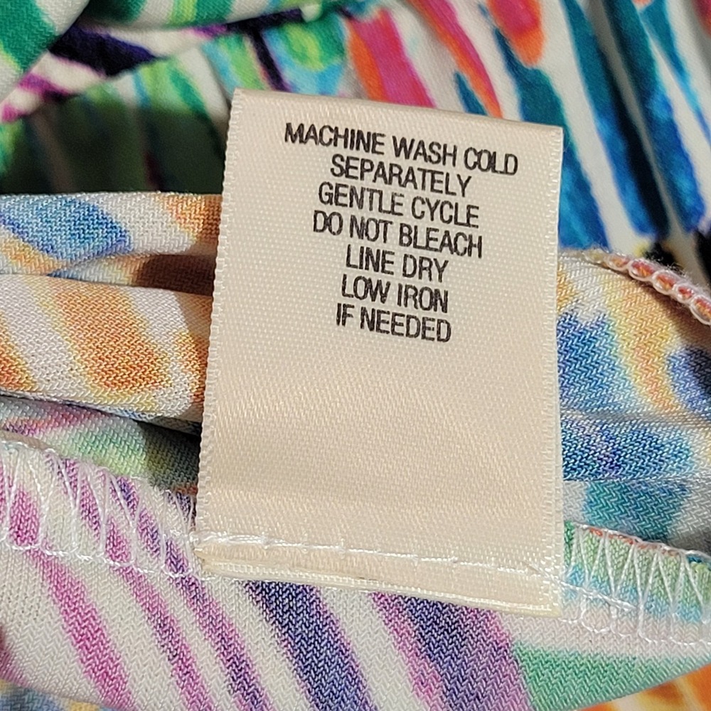 Emma & Michele Geometric Maxi Dress Sleeveless Tie Neck Multicolor Large 27459 - Picture 3 of 7